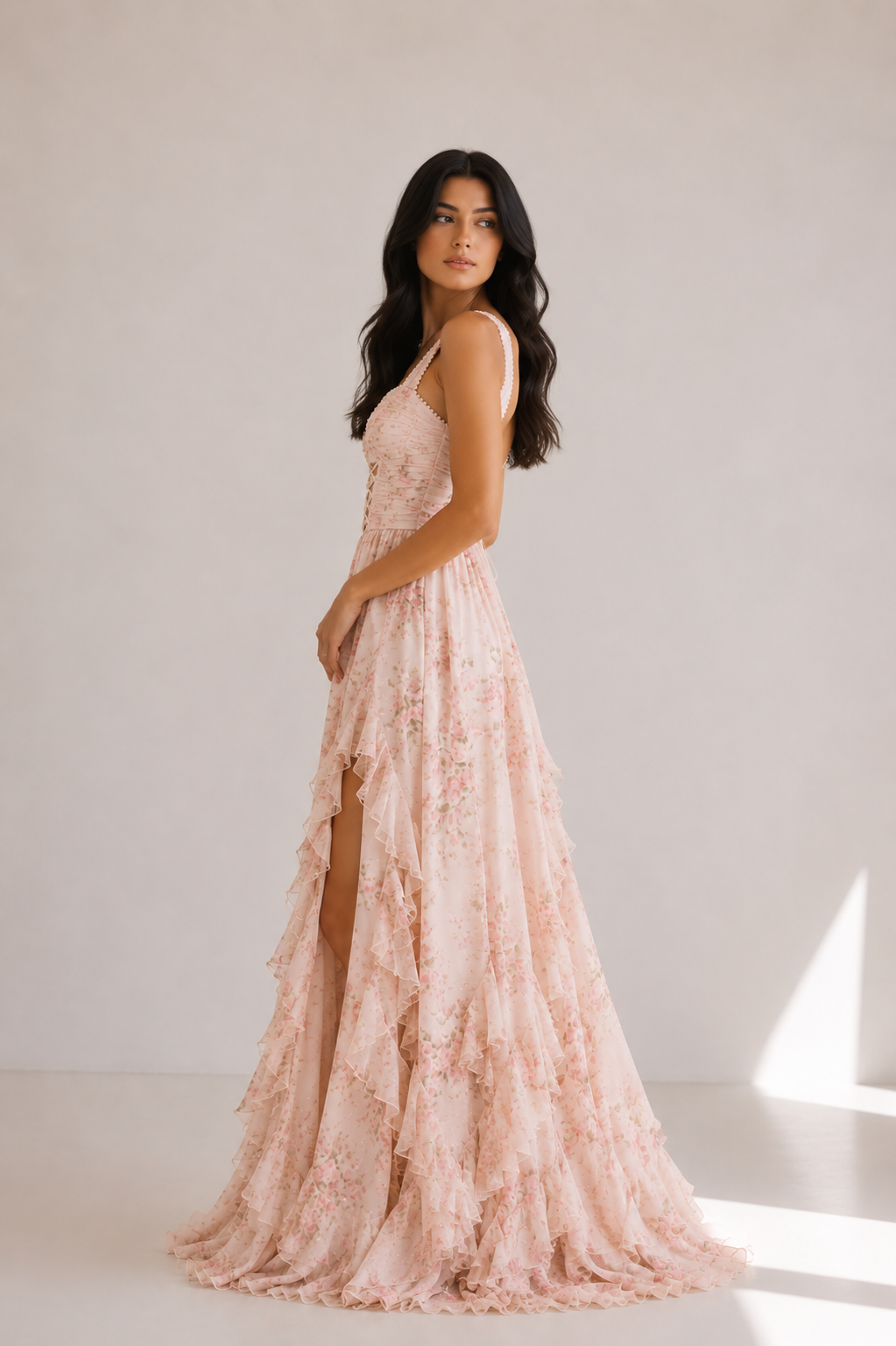 Neveah - Women’s Halter Neck Floral Wedding Guest Maxi Dress-Women > Dress-Lyrasue-Pink-S-Lyrasue