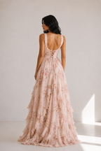 Neveah - Women’s Halter Neck Floral Wedding Guest Maxi Dress-Women > Dress-Lyrasue-Pink-S-Lyrasue