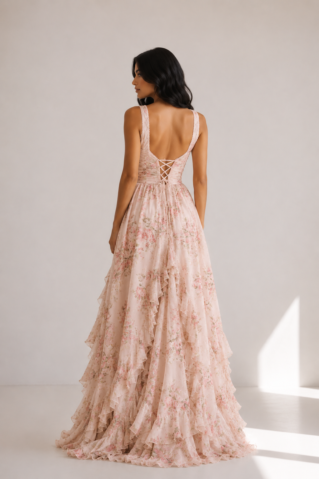 Neveah - Women’s Halter Neck Floral Wedding Guest Maxi Dress-Women > Dress-Lyrasue-Pink-S-Lyrasue
