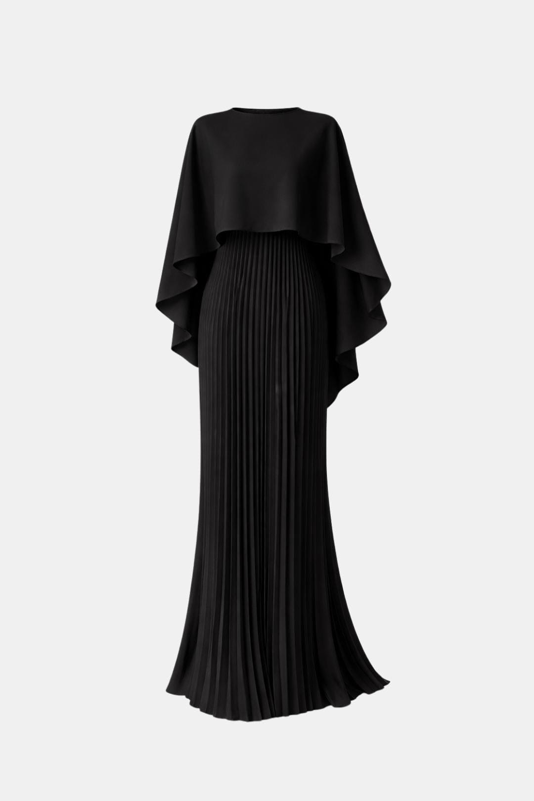 Oakley - Women’s Pleated Cape Sleeve Maxi Dress-Maxi Dress - AS - Womens - Dresses-Lyrasue-Black-S-Lyrasue