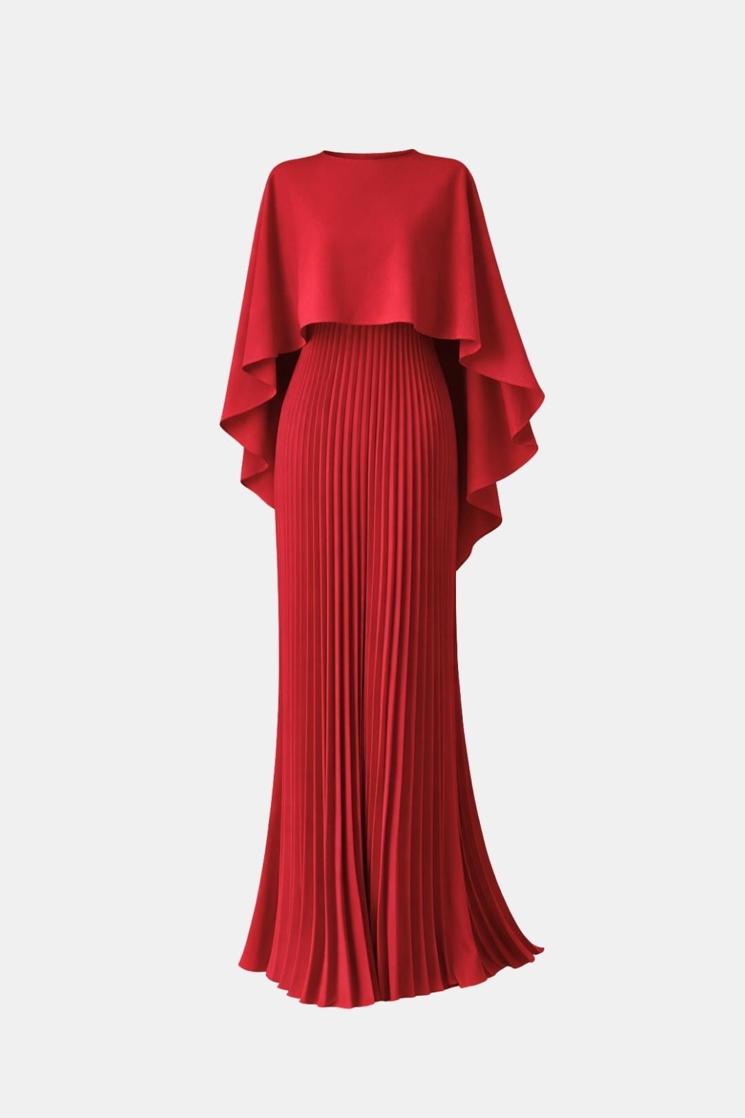 Oakley - Women’s Pleated Cape Sleeve Maxi Dress-Maxi Dress - AS - Womens - Dresses-Lyrasue-Red-S-Lyrasue