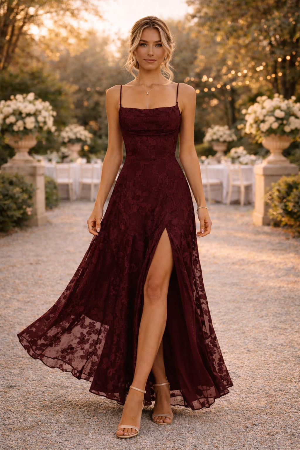 Olivia - Women's Floral Sleeveless Wedding Guest Maxi Dress-Maxi Dress - AS - Womens - Dresses-Lyrasue-Cherry-XS-Lyrasue