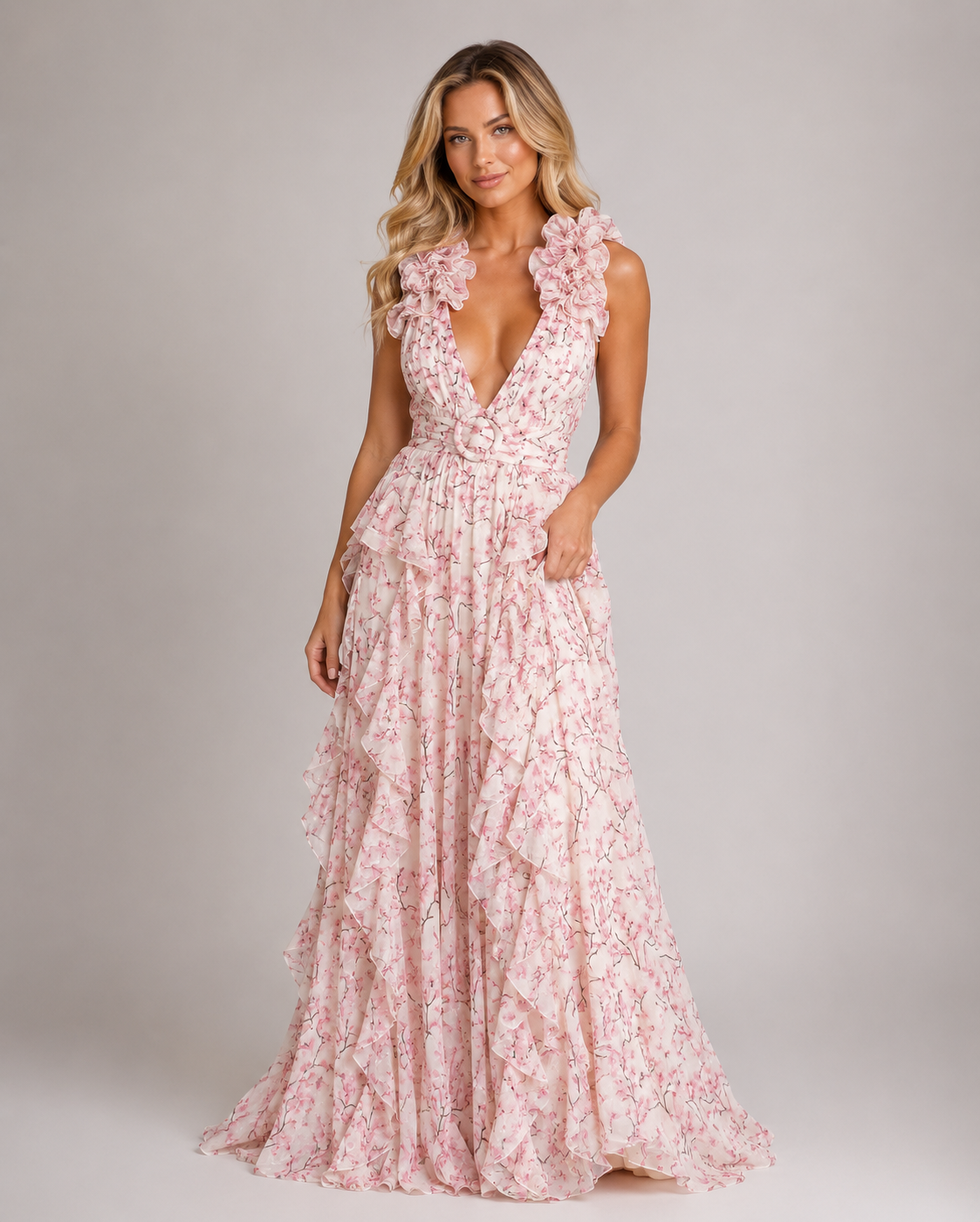 Palmer - Women's Floral Wedding Guest Maxi Dress-Maxi dresses-Lyrasue-Rose-XS-Lyrasue