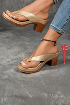 Rachael - Women’s Metallic Toe Post Block Heel Sandals-Lyrasue-Gold-3-Lyrasue