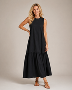 Remi - Women's Black Tulle Midi Dress-Midi Jurken-Lyrasue-XS-Black-Lyrasue