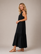 Remi - Women's Black Tulle Midi Dress-Midi Jurken-Lyrasue-XS-Black-Lyrasue