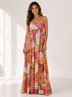 Reverie - Women's Strapless Boho Maxi Dress-Women > Dress-Lyrasue-Multicolour-S-Lyrasue