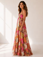 Reverie - Women's Strapless Boho Maxi Dress-Women > Dress-Lyrasue-Multicolour-S-Lyrasue
