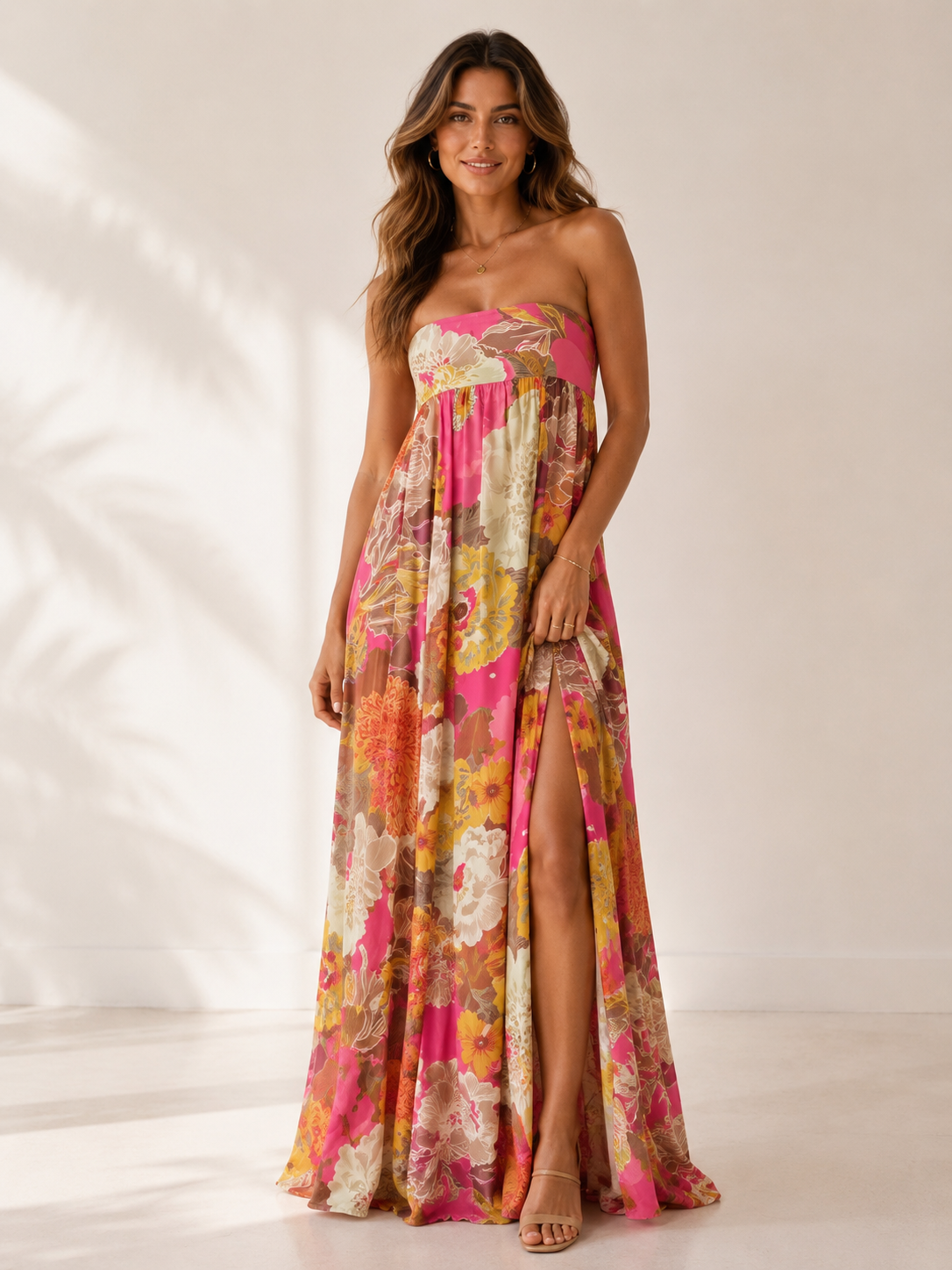 Reverie - Women's Strapless Boho Maxi Dress-Women > Dress-Lyrasue-Multicolour-S-Lyrasue