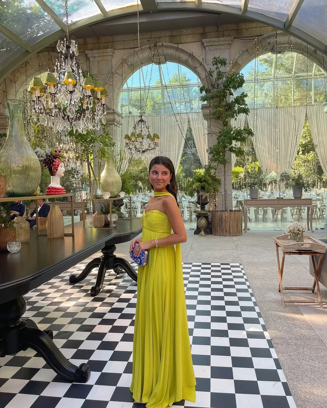 Reverie - Women's Strapless Pleated Maxi Dress-Abiti lunghi-Lyrasue-Lime yellow-S-Lyrasue