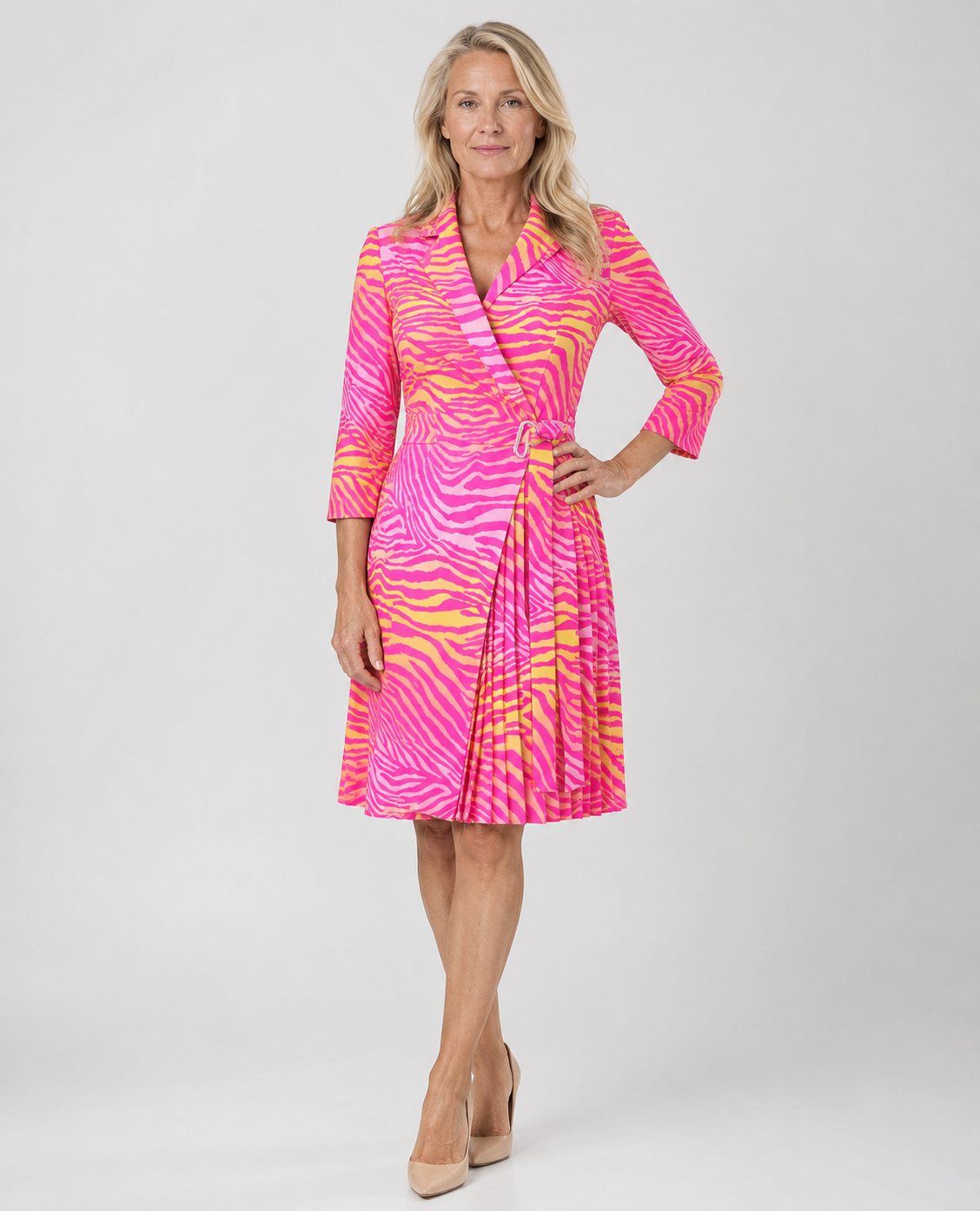 Rosalie - Women’s Elegant Blazer Dress with Notched Collar-Lyrasue-Striped-S-Lyrasue