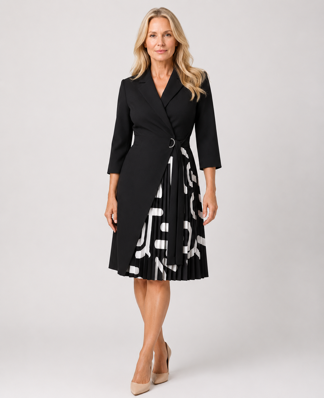 Rosalie - Women’s Elegant Blazer Dress with Notched Collar-Lyrasue-Black letters-S-Lyrasue