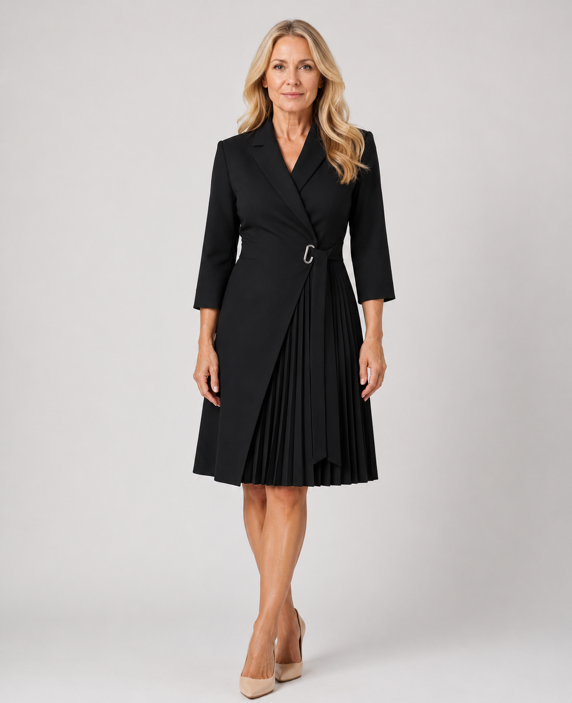Rosalie - Women’s Elegant Blazer Dress with Notched Collar-Lyrasue-Solid Black-S-Lyrasue