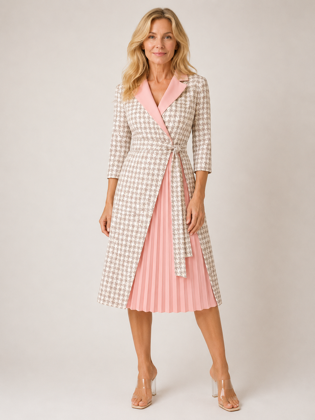 Rosalie - Women’s Elegant Blazer Dress with Notched Collar-Lyrasue-Houndstooth-S-Lyrasue