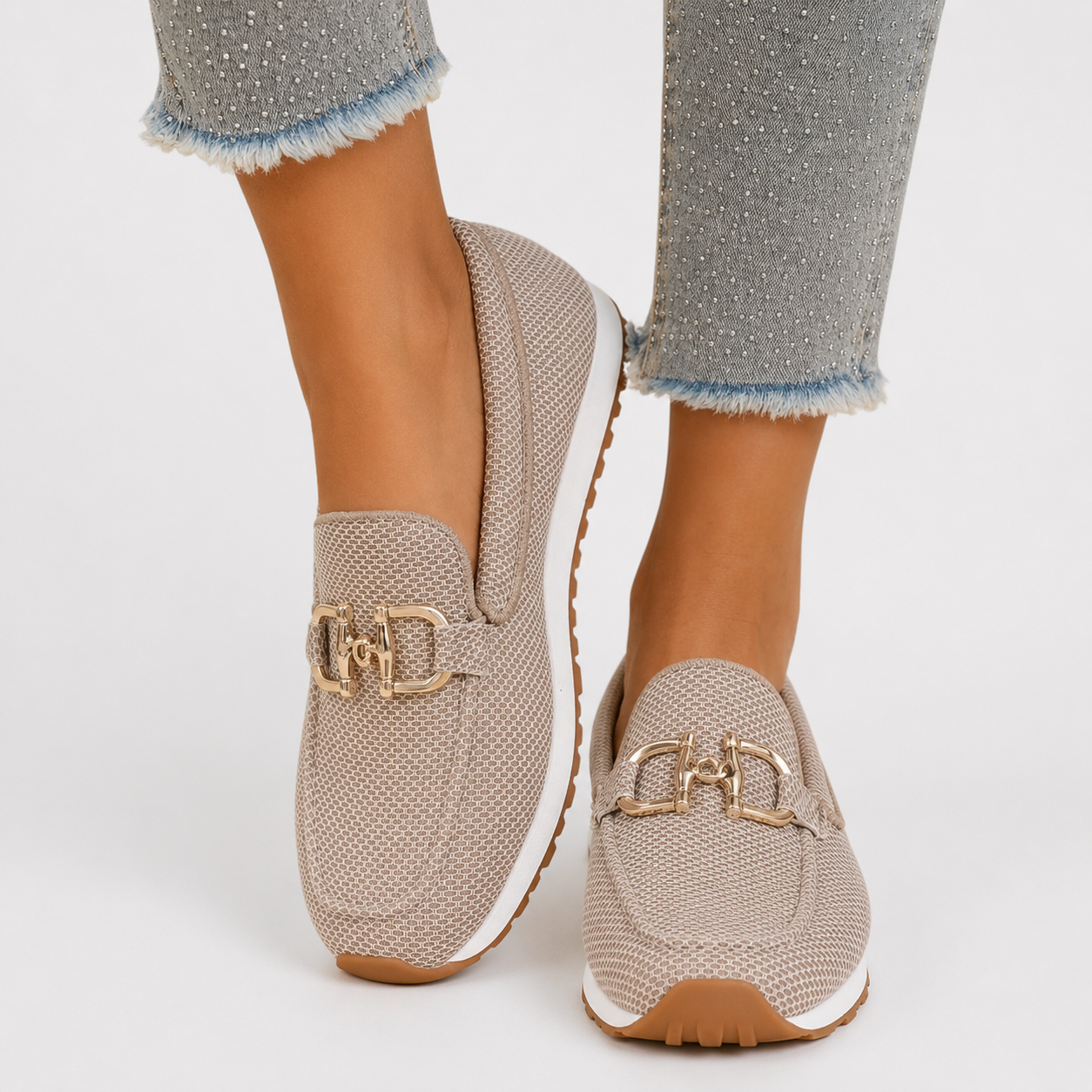 Rylee - Women’s Breathable Mesh Loafers with Horsebit Detail-Women's Shoes > Loafers-Lyrasue-Beige-36-Lyrasue