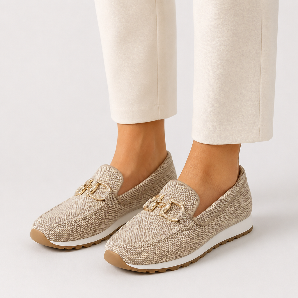 Rylee - Women’s Breathable Mesh Loafers with Horsebit Detail-Women's Shoes > Loafers-Lyrasue-Beige-36-Lyrasue
