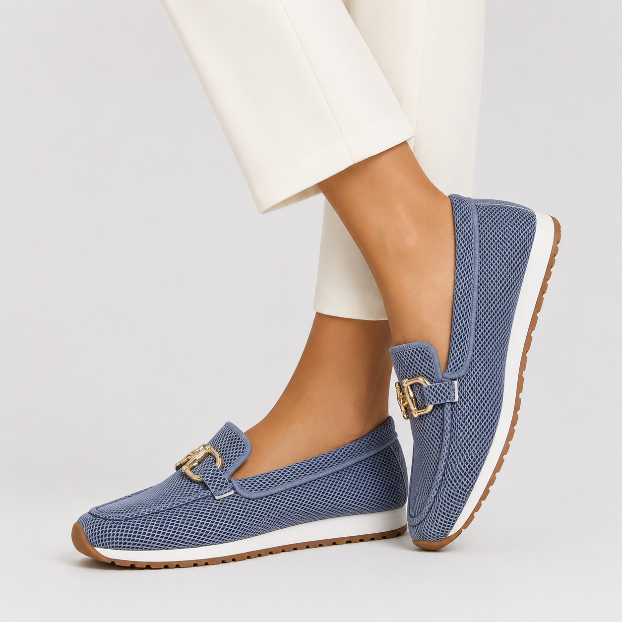 Rylee - Women’s Breathable Mesh Loafers with Horsebit Detail-Women's Shoes > Loafers-Lyrasue-Blue-36-Lyrasue