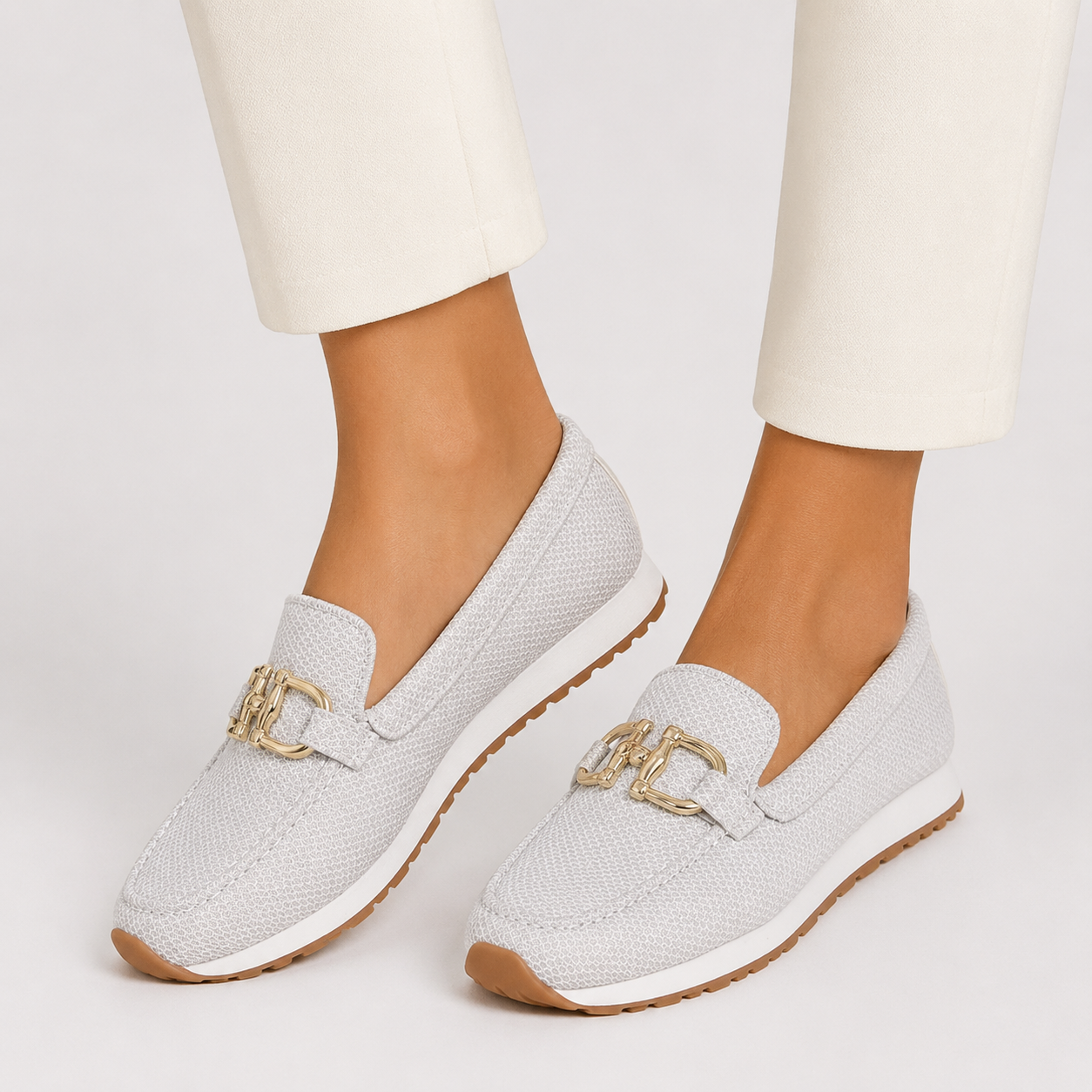 Rylee - Women’s Breathable Mesh Loafers with Horsebit Detail-Women's Shoes > Loafers-Lyrasue-White-36-Lyrasue