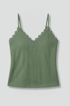 Saffron - Women's Elegant Lace Trim V-Neck Cami Top-Women’s Sleeveless Top-Lyrasue-Green-XS-Lyrasue