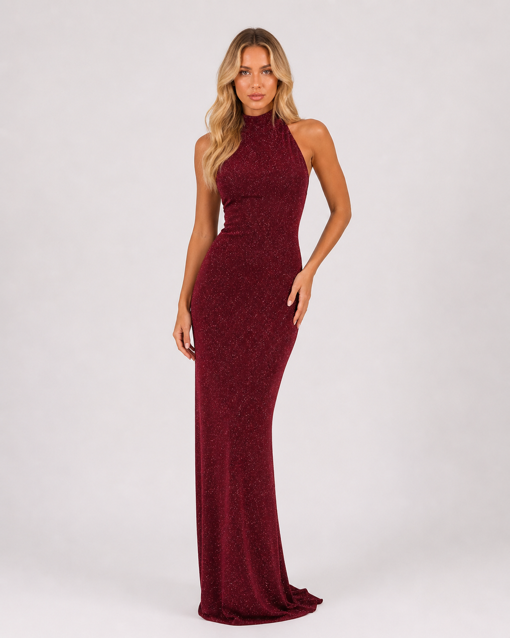 Santonella - Women's Elegant Maxi Evening Dress-Dresses-Lyrasue-Burgundy-S-Lyrasue