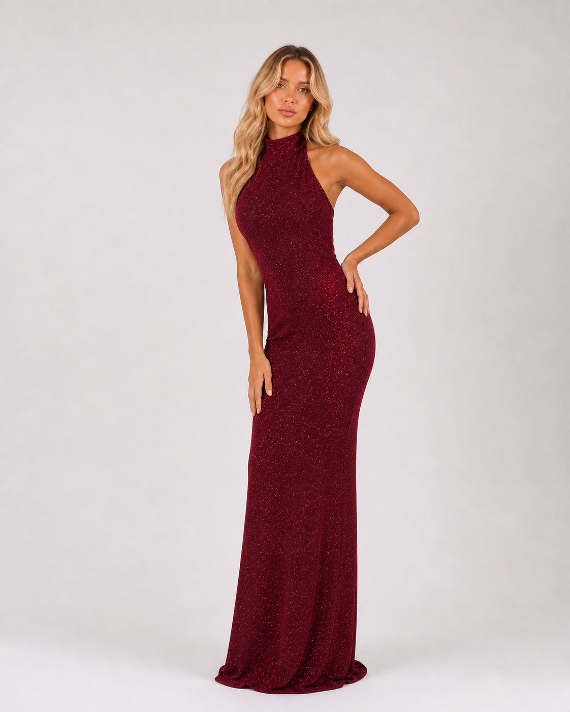 Santonella - Women's Elegant Maxi Evening Dress-Dresses-Lyrasue-Burgundy-S-Lyrasue