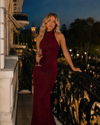 Santonella - Women's Elegant Maxi Evening Dress-Dresses-Lyrasue-Burgundy-S-Lyrasue