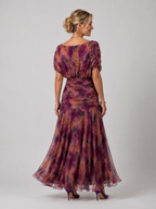 Scout - Women's Floral V Neck Midi Dress-Lyrasue-Purple-S-Lyrasue