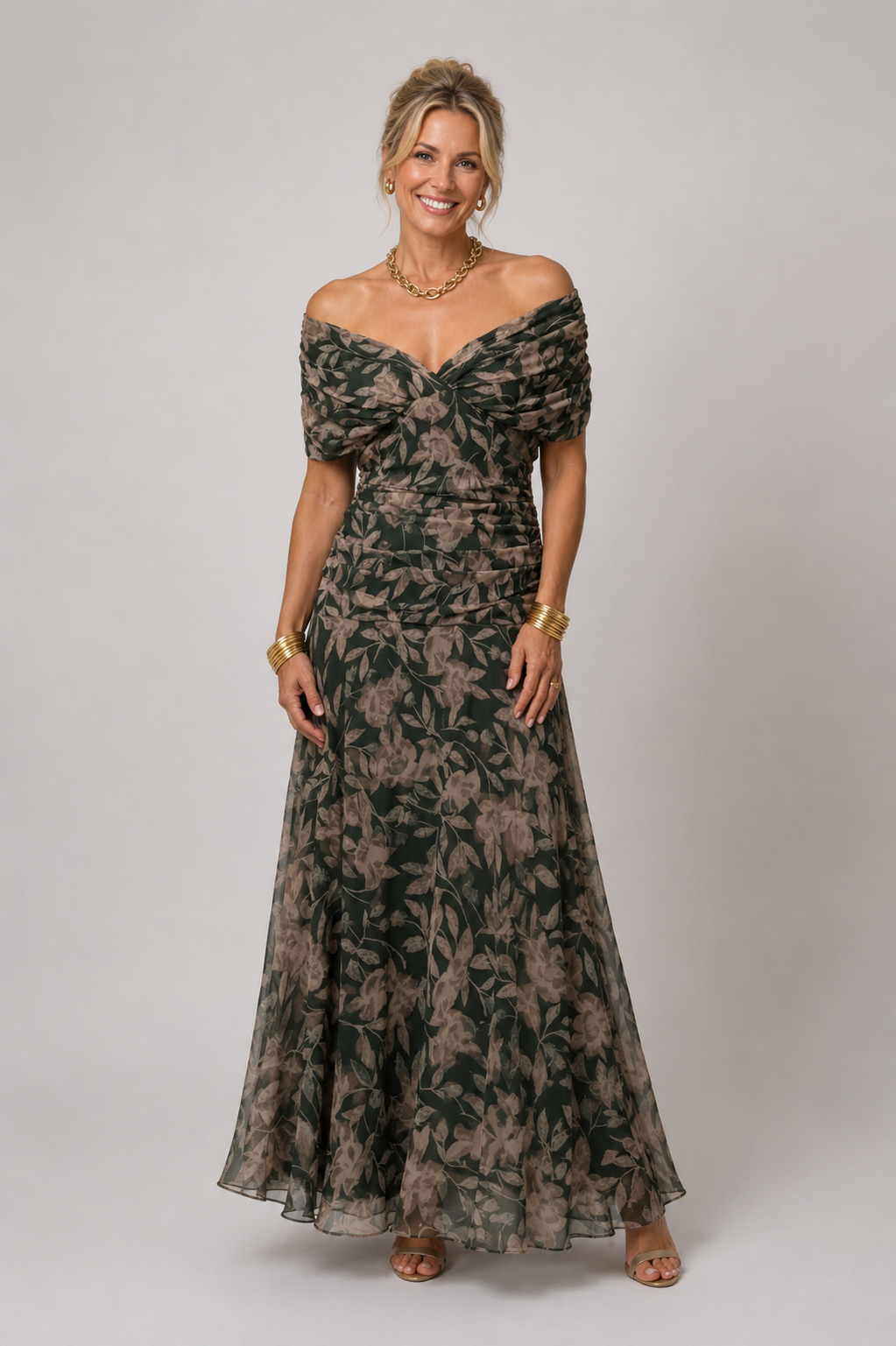 Scout - Women's Floral V Neck Midi Dress-Lyrasue-Dark green-S-Lyrasue