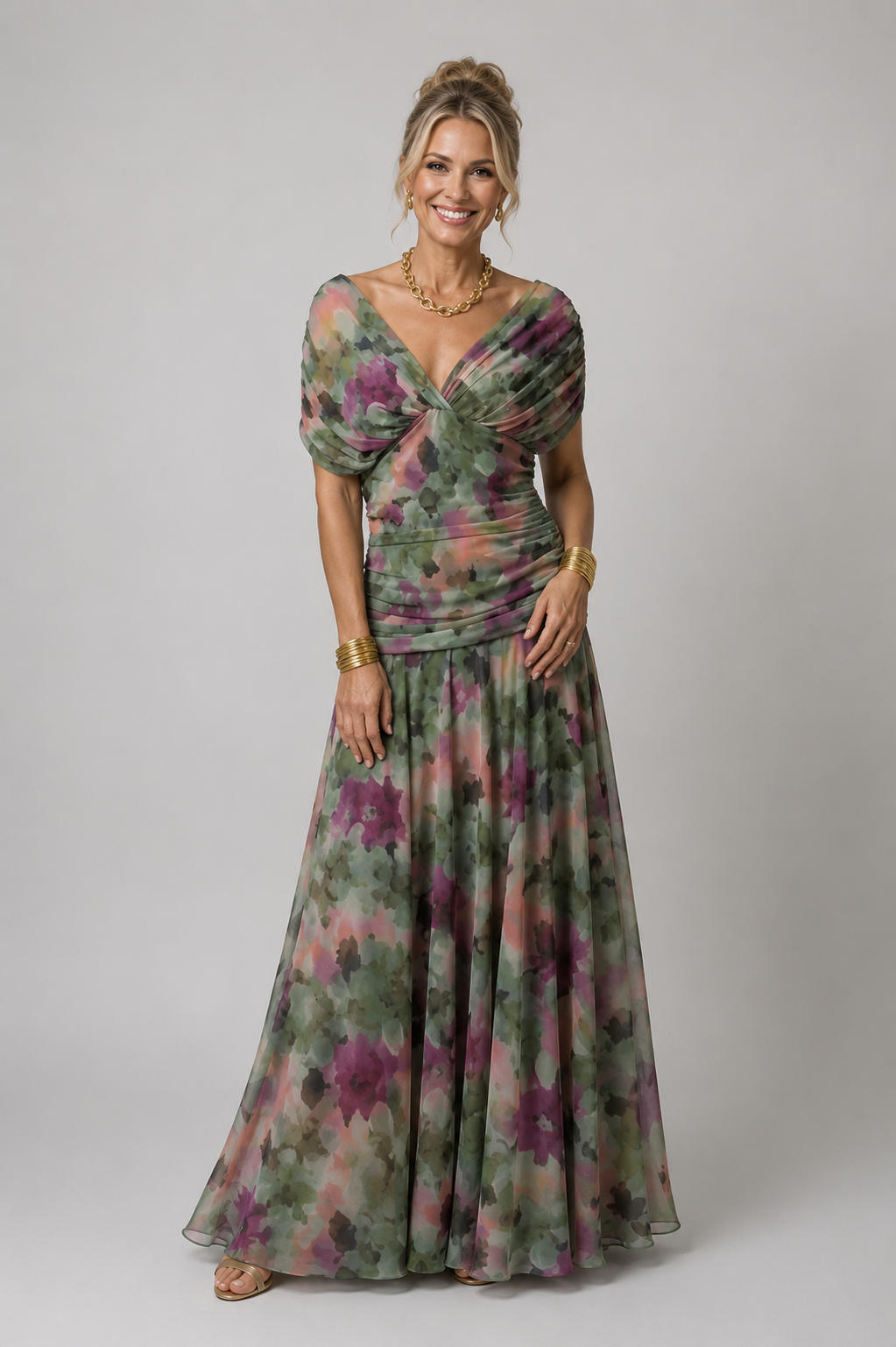 Scout - Women's Floral V Neck Midi Dress-Lyrasue-Multicolor-S-Lyrasue