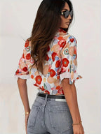 Shanti - Women's Floral Print Long Sleeve Blouse-Blusa-Lyrasue-Floral-S-Lyrasue