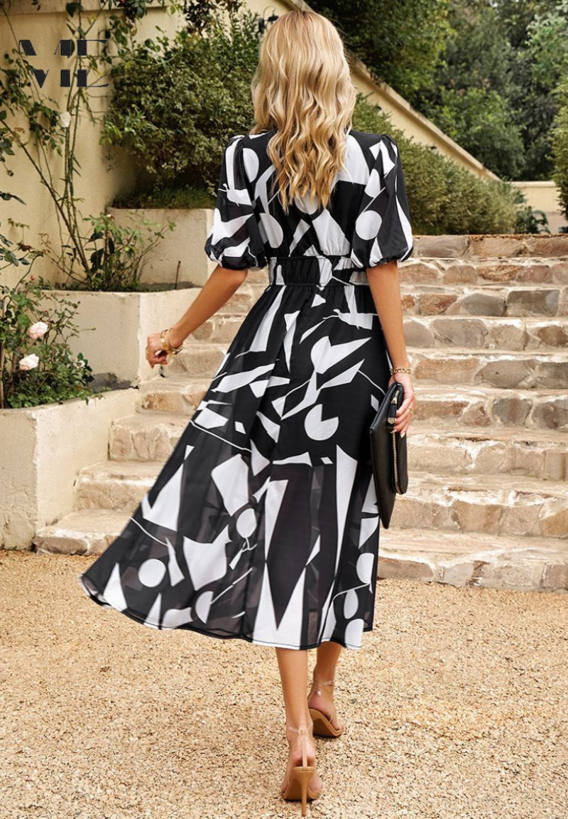 Solene - Women's Botanical Chiffon Midi Dress-Women Dresses Midi-Lyrasue-Floral-S-Lyrasue