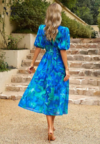 Solene - Women's Botanical Chiffon Midi Dress-Women Dresses Midi-Lyrasue-Floral-S-Lyrasue