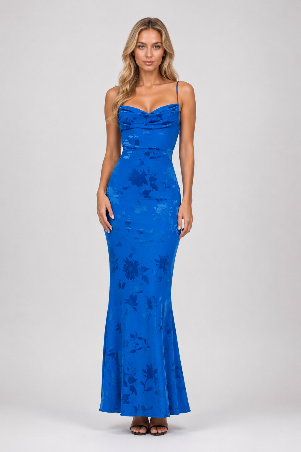 Veronica - Women’s Floral Strap Wedding Guest Maxi Dress Royal Blue-Lyrasue-XS-Lyrasue