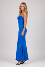 Veronica - Women’s Floral Strap Wedding Guest Maxi Dress Royal Blue-Lyrasue-XS-Lyrasue