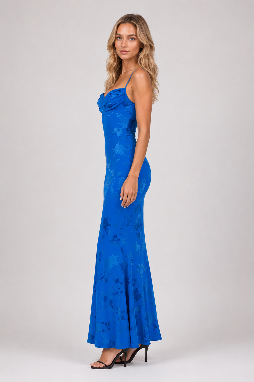 Veronica - Women’s Floral Strap Wedding Guest Maxi Dress Royal Blue-Lyrasue-XS-Lyrasue