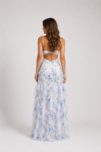 Wren - Women’s Floral Ruffle Maxi Dress with Spaghetti Straps-Maxi Dresses-Lyrasue-White-S-Lyrasue