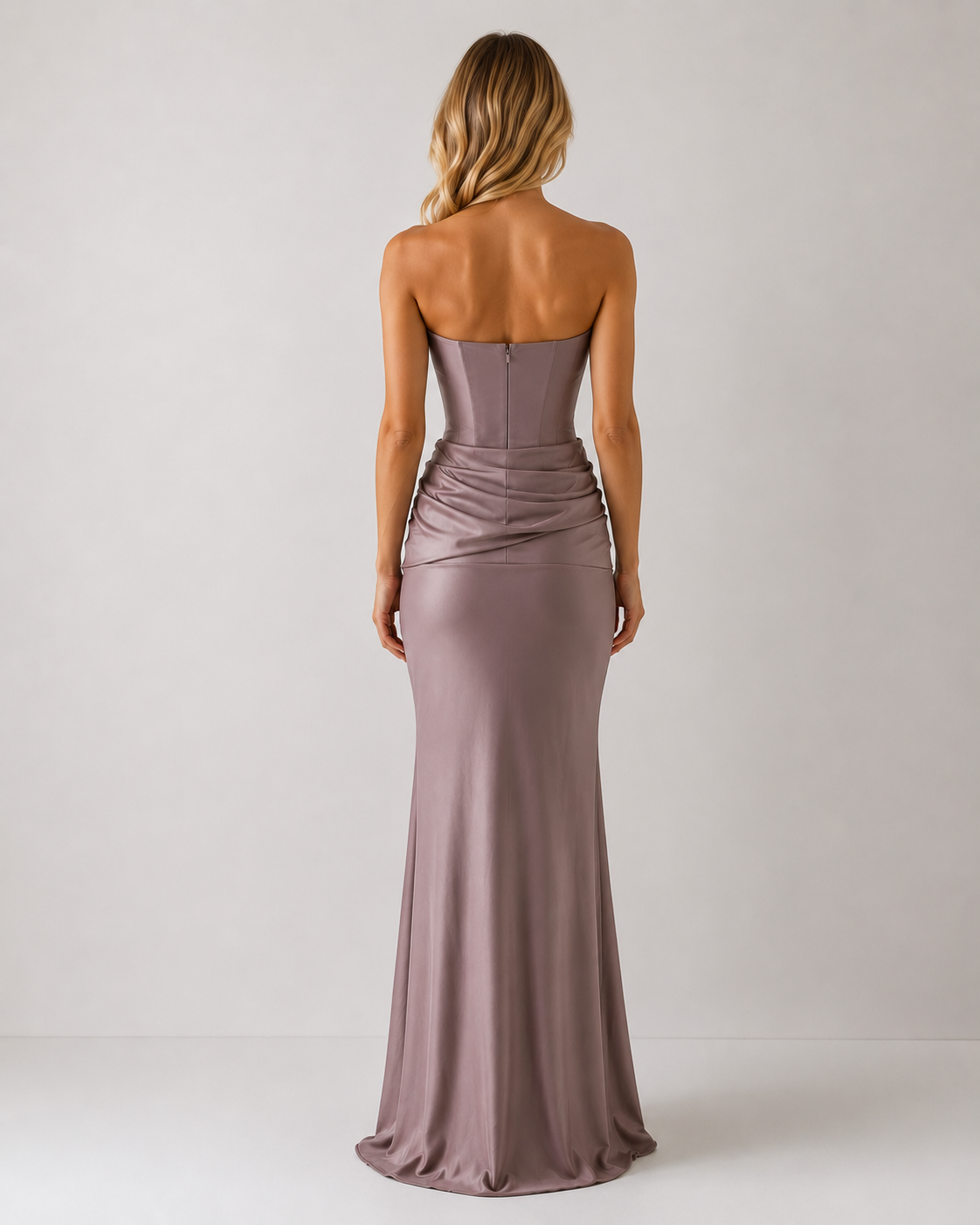 Xio - Women’s Wedding Guest Strapless Maxi Dress-Womens Dress-Lyrasue-Brown-XS-Lyrasue