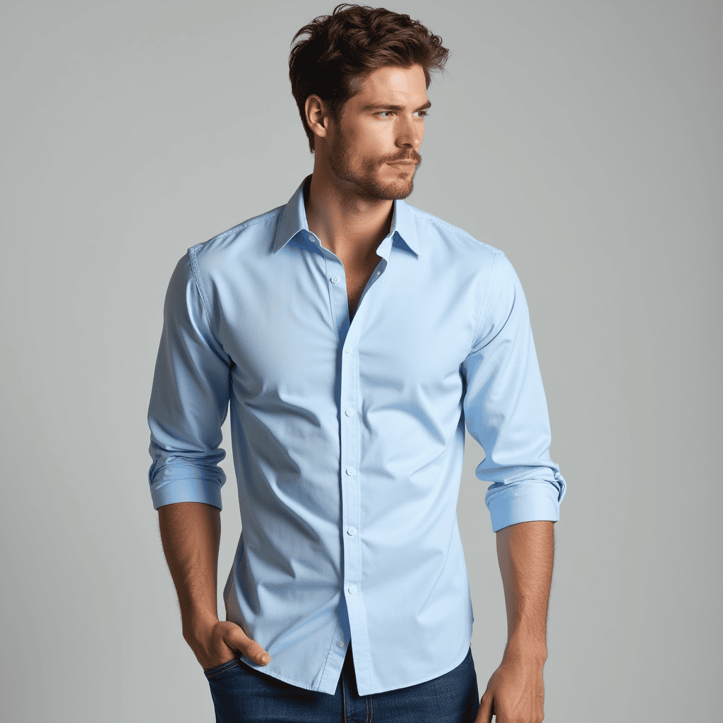 Mike - Men's Classic Button-Down Long Sleeve Shirt-Men Shirts Dress_shirts-Lyrasue-Light Blue-S-Lyrasue