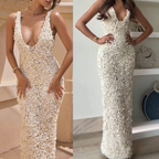 Women’s Elegant Floral Lace Midi Dress with Deep V-Neck-Midi Dress-Lyrasue-White-S-Lyrasue